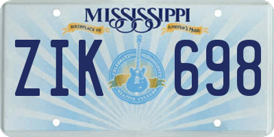 MS license plate ZIK698