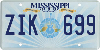 MS license plate ZIK699