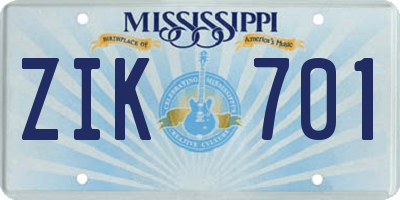 MS license plate ZIK701