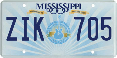 MS license plate ZIK705