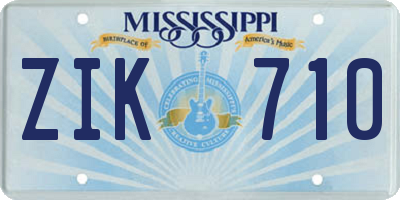 MS license plate ZIK710