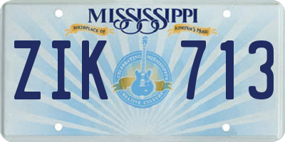 MS license plate ZIK713