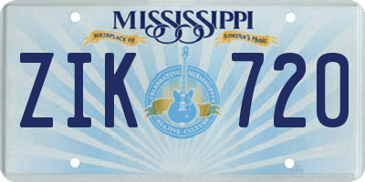 MS license plate ZIK720