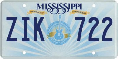 MS license plate ZIK722