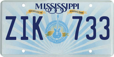 MS license plate ZIK733