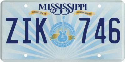 MS license plate ZIK746