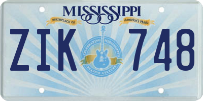 MS license plate ZIK748