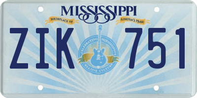 MS license plate ZIK751