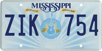 MS license plate ZIK754