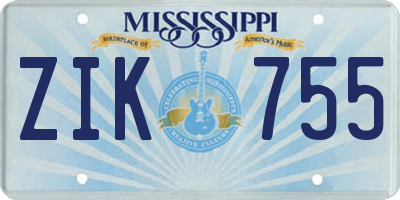 MS license plate ZIK755