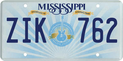 MS license plate ZIK762