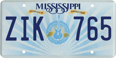 MS license plate ZIK765
