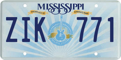 MS license plate ZIK771