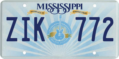 MS license plate ZIK772