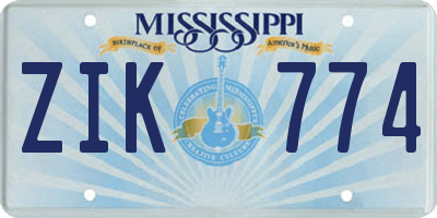 MS license plate ZIK774