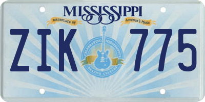MS license plate ZIK775