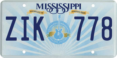 MS license plate ZIK778