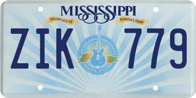 MS license plate ZIK779