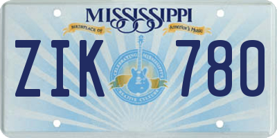 MS license plate ZIK780