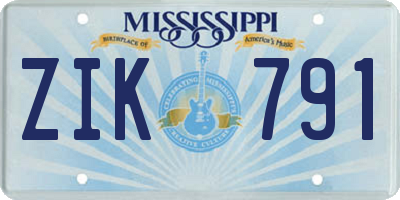 MS license plate ZIK791