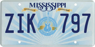 MS license plate ZIK797