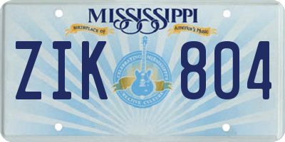 MS license plate ZIK804