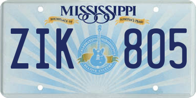 MS license plate ZIK805