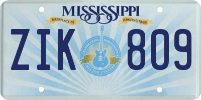 MS license plate ZIK809