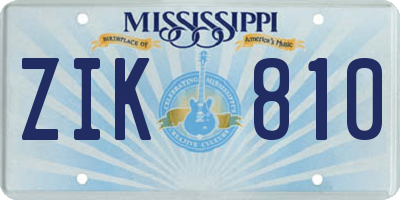 MS license plate ZIK810