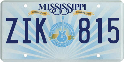 MS license plate ZIK815