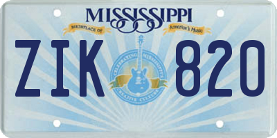 MS license plate ZIK820