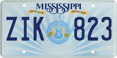 MS license plate ZIK823