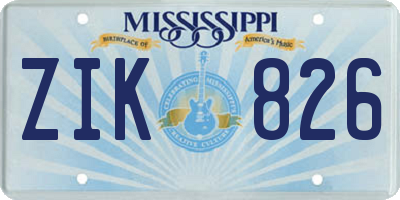 MS license plate ZIK826