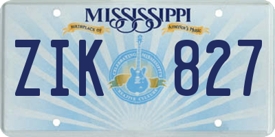 MS license plate ZIK827