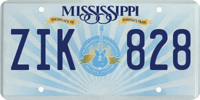 MS license plate ZIK828