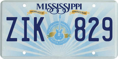 MS license plate ZIK829