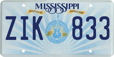 MS license plate ZIK833