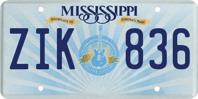 MS license plate ZIK836