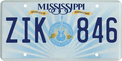 MS license plate ZIK846