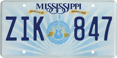 MS license plate ZIK847