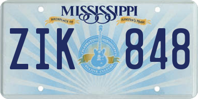 MS license plate ZIK848