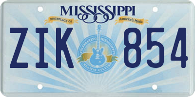 MS license plate ZIK854