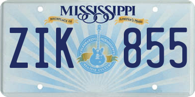 MS license plate ZIK855