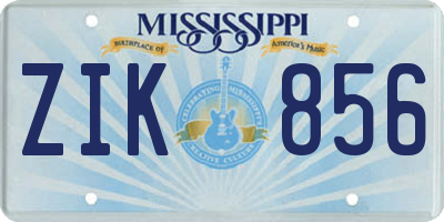 MS license plate ZIK856
