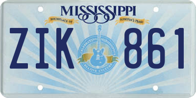 MS license plate ZIK861