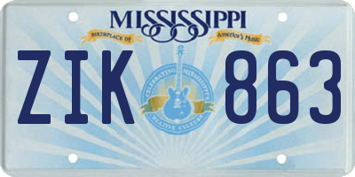 MS license plate ZIK863