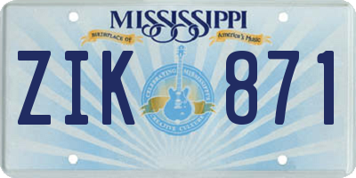 MS license plate ZIK871