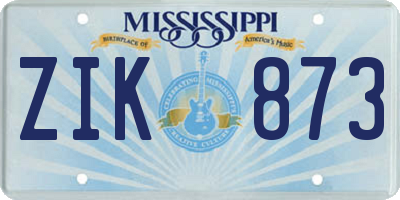 MS license plate ZIK873