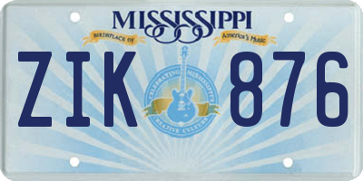 MS license plate ZIK876