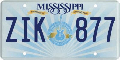 MS license plate ZIK877